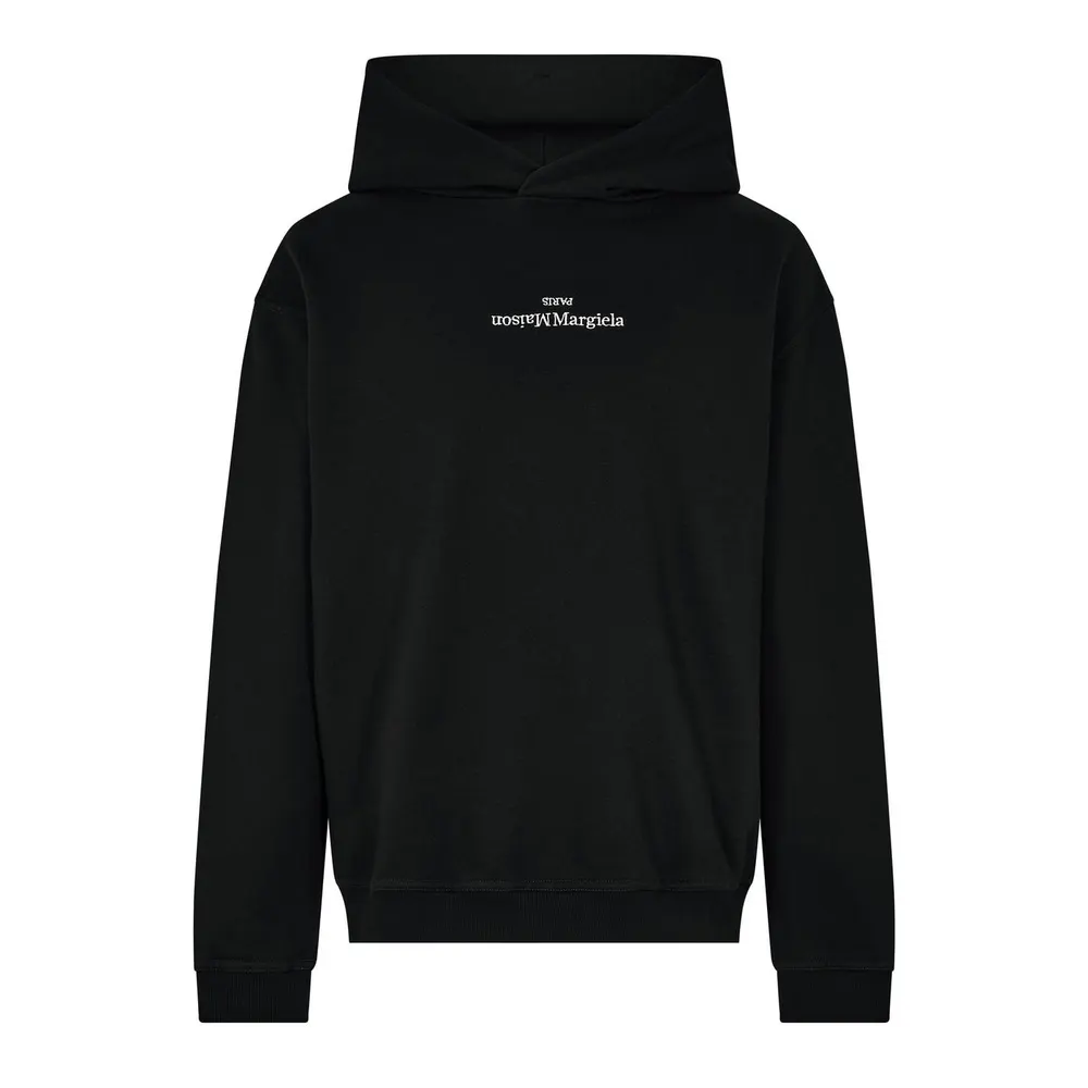Maison Margiela Distorted Logo Hooded Sweatshirt in Blk/White – Clothing
