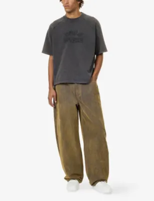 DAILY PAPER Velvet Shield Wide-Leg Denim Jeans in BROWN, additional product view 2
