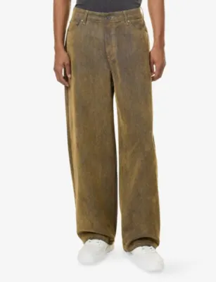 DAILY PAPER Velvet Shield Wide-Leg Denim Jeans in BROWN, additional product view 3