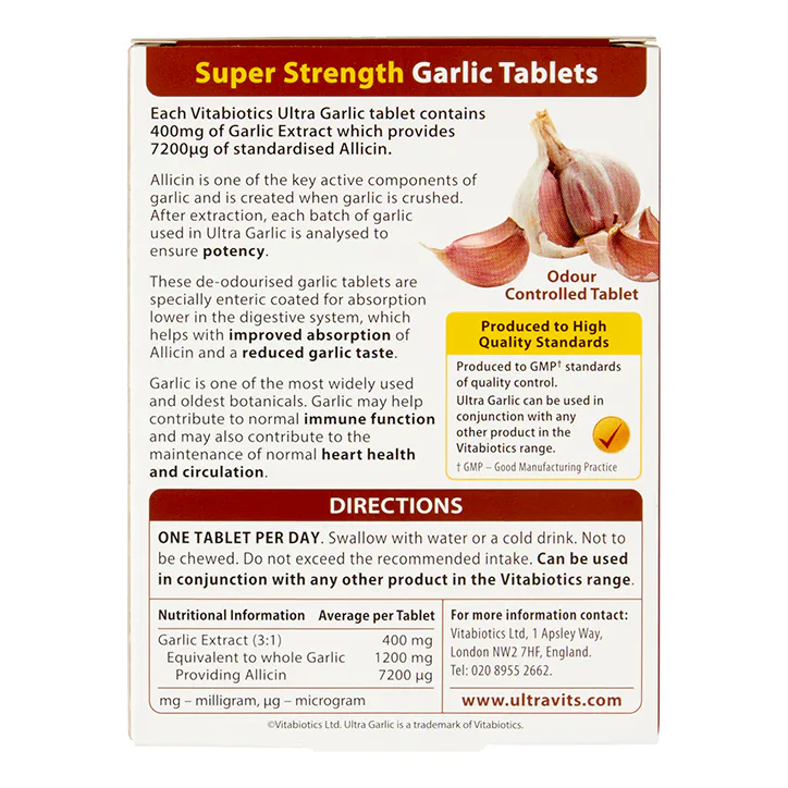Vitabiotics Ultra Garlic 60 Tablets detail 2