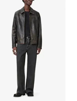 ALLSAINTS Alkan regular-fit zip-up leather jacket detail 2