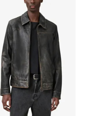 ALLSAINTS Alkan regular-fit zip-up leather jacket detail 3