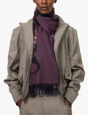 VIVIENNE WESTWOOD Two-Toned Jacquard-Logo Wool Scarf detail 3