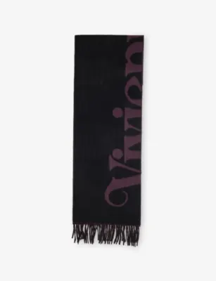 VIVIENNE WESTWOOD Two-Toned Jacquard-Logo Wool Scarf