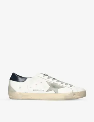 GOLDEN GOOSE Superstar star-appliqué leather low-top trainers - EUR 46 / 12 UK MEN in WHITE/NAVY – Mens | Trainers | Lace up trainers