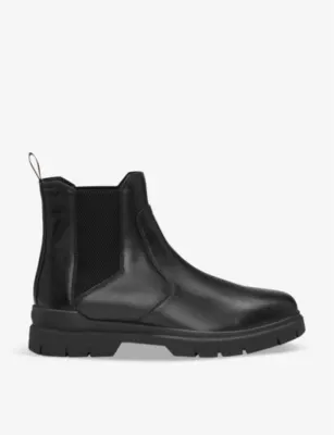 HUGO Pull-tab flat leather Chelsea boots - EUR 44 / 10 UK MEN in BLACK – Mens | Boots | Chelsea boots