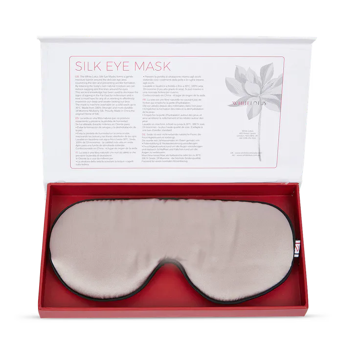 White Lotus Beauty 100% Mulberry Silk Eye Mask Cruelty-Free - Pearl Grey, additional product view 3