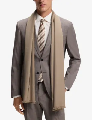 BOSS Monogram-Pattern Cotton-Blend Scarf detail 2