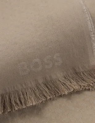 BOSS Monogram-Pattern Cotton-Blend Scarf detail 3