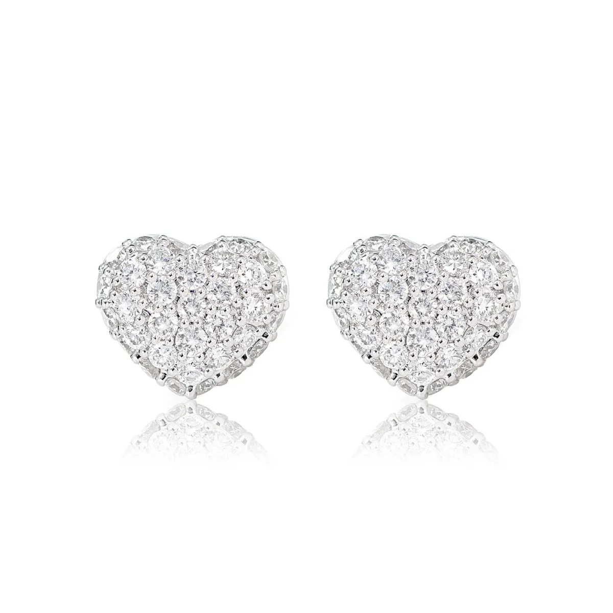 For Him Bubbly Diamond Heart Stud Earrings in White Gold / Lab Grown Diamond – Earring