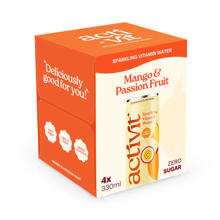 Activit Sparkling Vitamin Water Mango & Passionfruit 4x 330ml