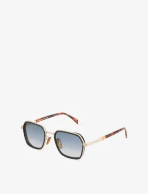 EYEWEAR BY DAVID BECKHAM 1194GS Square-Frame Metal Sunglasses in GOLD BLACK, additional product view 3