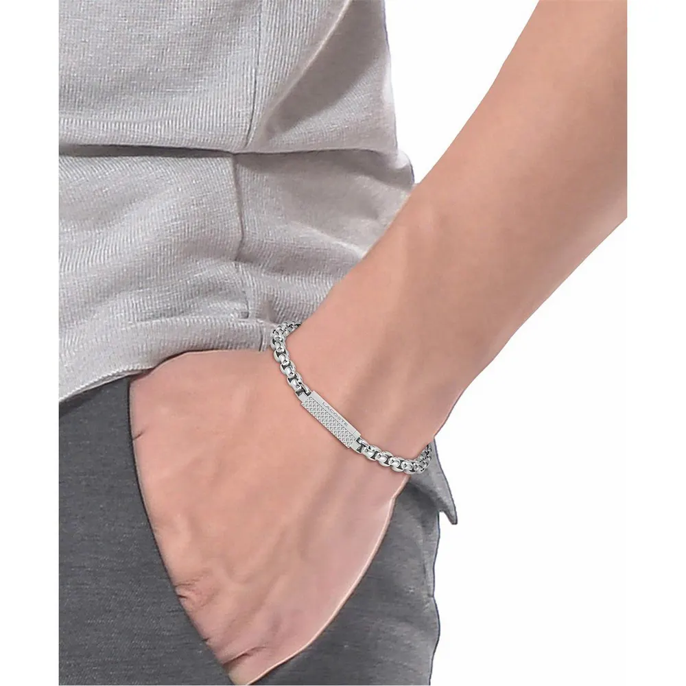 Lacoste Mens Lessentiel Stainless Steel Box Chain Bracelet detail 2