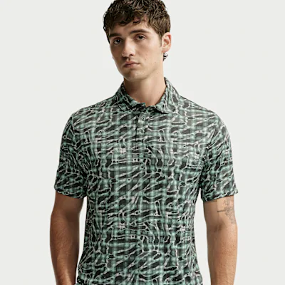 Nike Par Men's Dri-FIT Tartan Camo Print Golf Polo - Camo Green