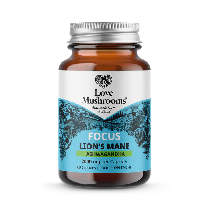 Love Mushrooms Lion’s Mane + Ashwagandha 2000mg Capsules