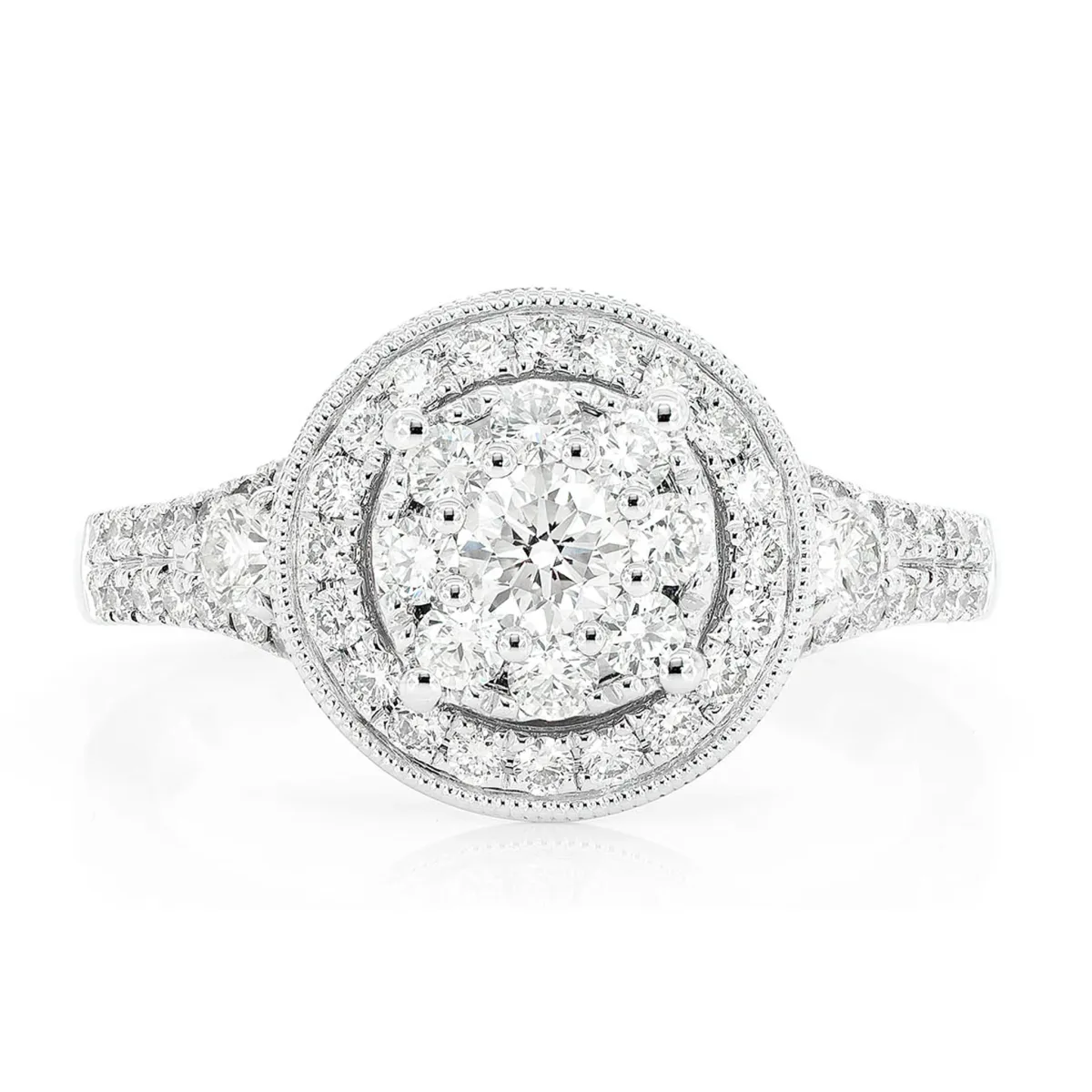 For Him Antique Round Cluster Halo Diamond Ring in White Gold / Natural Diamond – Ring