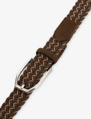 BOGGI MILANO Suede-Trim Woven Wool-Blend Belt - 38 detail 2