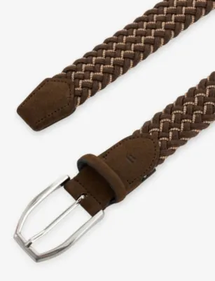 BOGGI MILANO Suede-Trim Woven Wool-Blend Belt - 38 detail 3