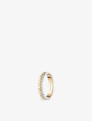 BOUCHERON Quatre Radiant Edition 18ct yellow-gold, 18ct white-gold and 0.24ct diamond ring - L in YELLOW GOLD, additional product view 3