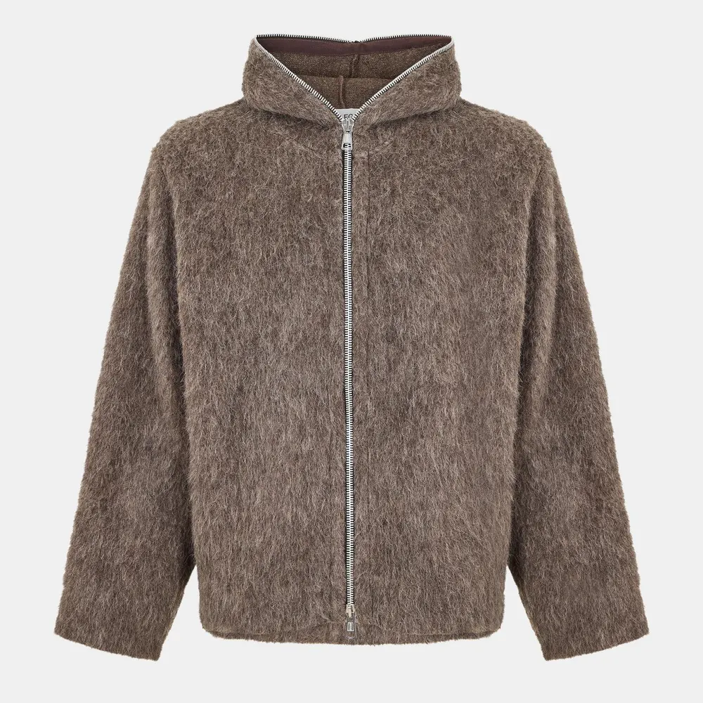 Our Legacy Men's Full Zip Knitted Hoodie in Mole Grey – Clothing