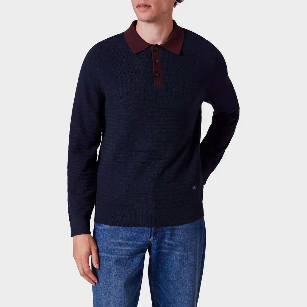 PS Paul Smith Men's Knitted Long Sleeve Polo Shirt detail 2