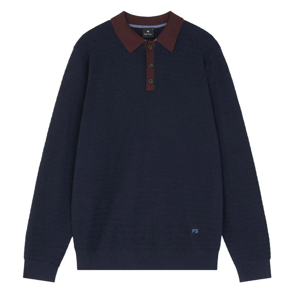 PS Paul Smith Men's Knitted Long Sleeve Polo Shirt