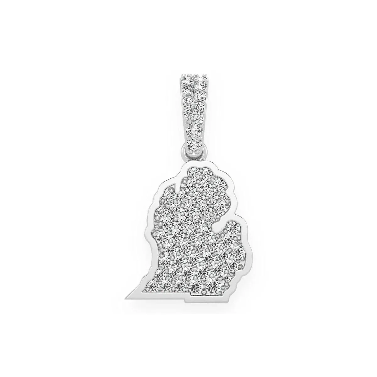 For Him US State Diamond Pendant in Michigan / White Gold / Natural Diamond – Pendant