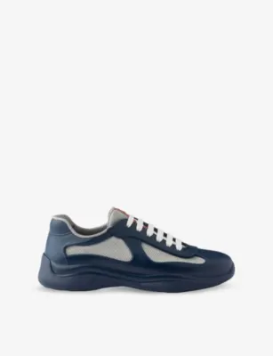 PRADA America’s Cup Original leather and mesh trainers - GOLD/SILVER - EUR 46 / 12 UK MEN detail 3
