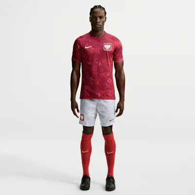 Nike Poland 2026 Stadium Home Men's Nike Dri-FIT Football Replica Shorts - White/Field Silver/Sport Red