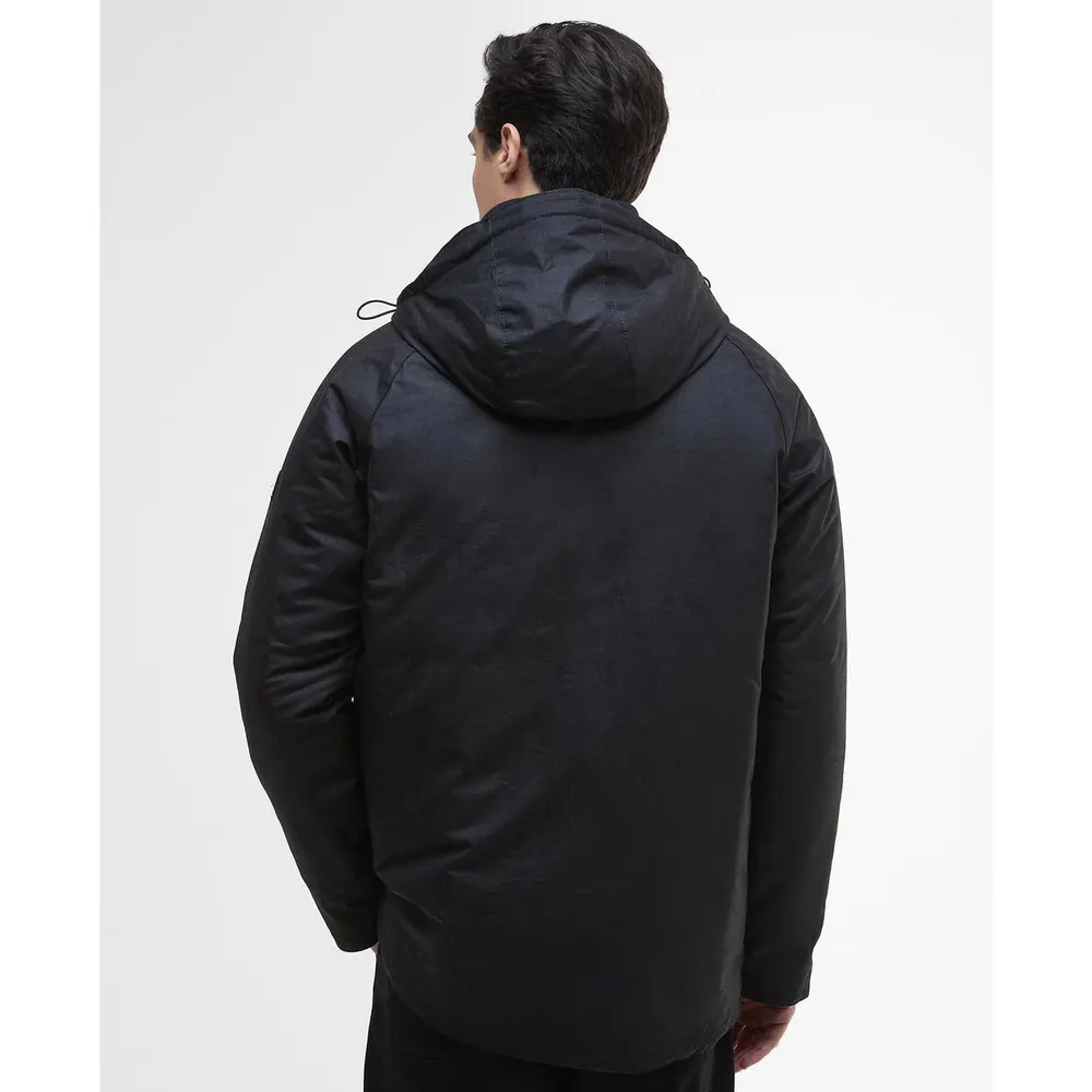 Barbour International Men's Oakdale Hooded Long Sleeve 4 Pockets Full Zip Wax Jacket detail 3