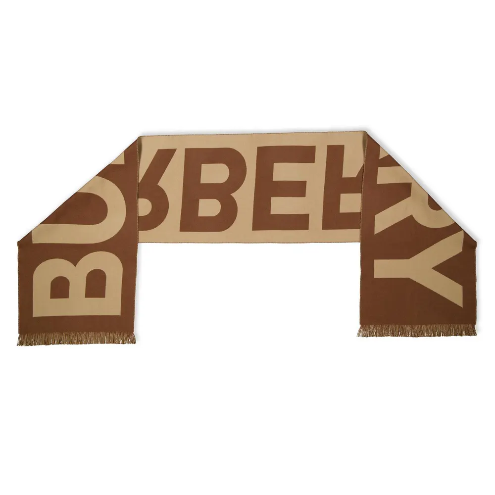 Burberry Logo Wool Scarf detail 3