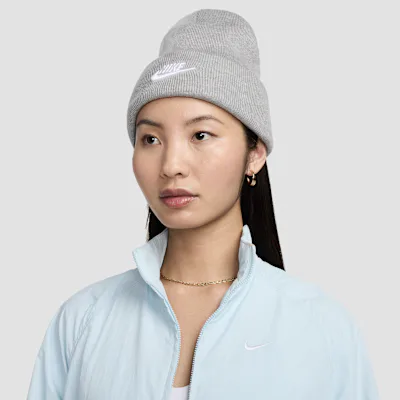 Nike Peak Futura Beanie - Dark Grey Heather/White in Dark Grey Heather/White – Nike men's and unisex