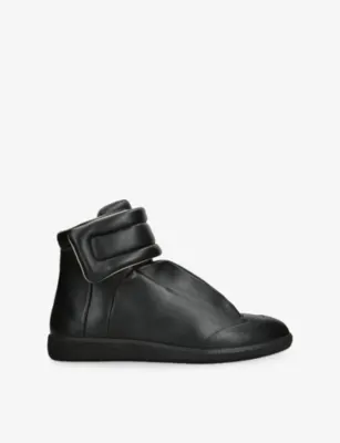 MAISON MARGIELA Future Leather Mid-Top Trainers - EUR 39 / 5 UK MEN in BLACK – Mens | Trainers | High tops