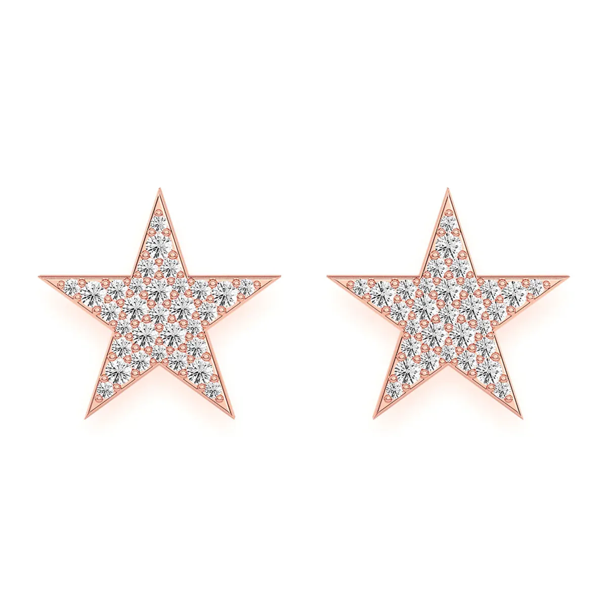 For Him Five Point Star Diamond Stud Earrings in Rose Gold / Natural Diamond – Earring