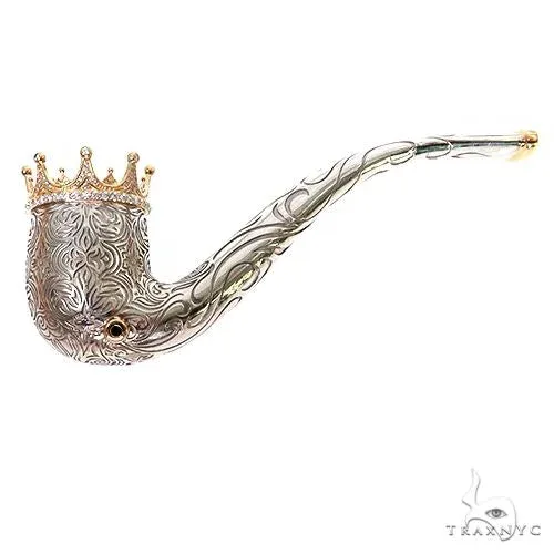 RINA - For Him CUSTOM Silver and Gold Smoking Crown Diamond Pipe 67555 in Rose Gold – Pendant