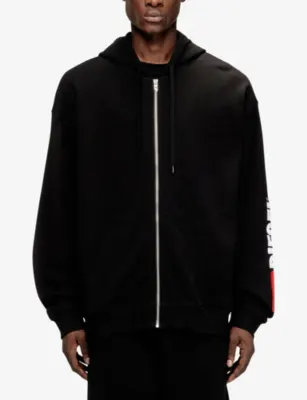 DIESEL S-Boxt-Zip-Hood-Div Branded Cotton-Jersey Hoody detail 3