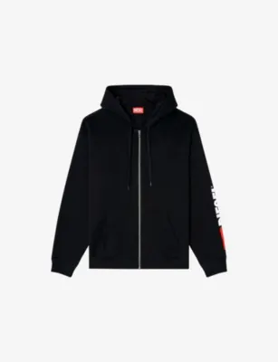 DIESEL S-Boxt-Zip-Hood-Div Branded Cotton-Jersey Hoody