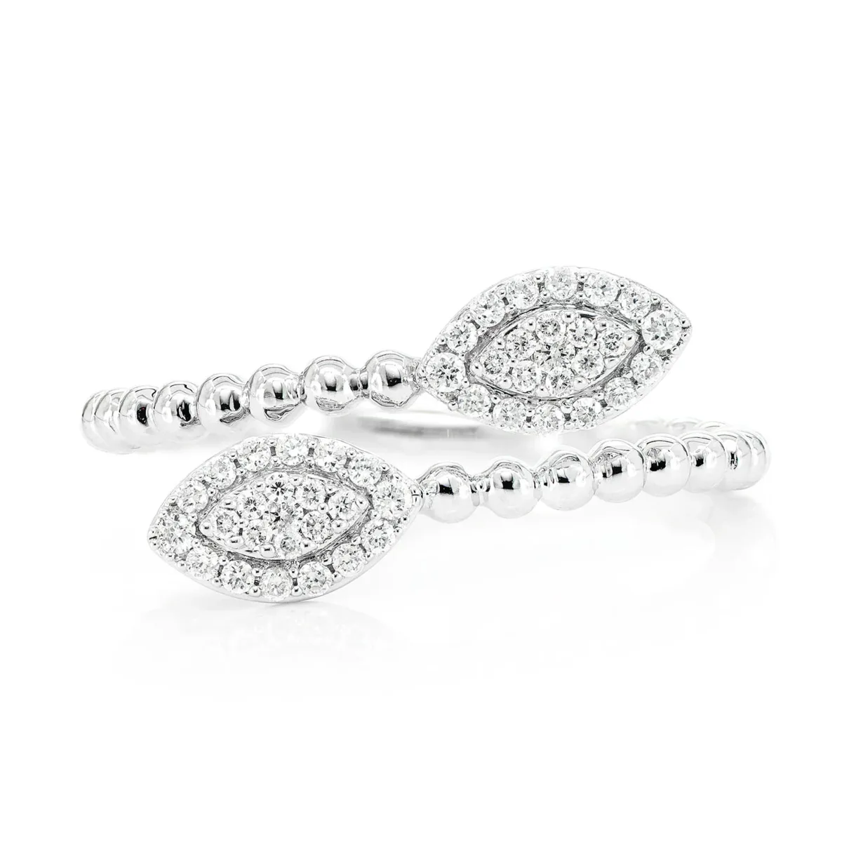 For Him Beaded Marquise Wrap Diamond Ring in White Gold / Natural Diamond – Ring