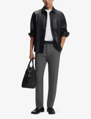 BOSS Tapered-Leg Slim-Fit Cotton-Blend Trousers - 38/32 detail 2