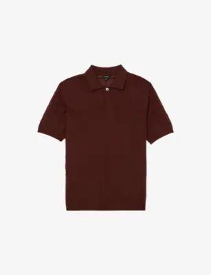 REISS Serval Open-Collar Textured Woven Polo