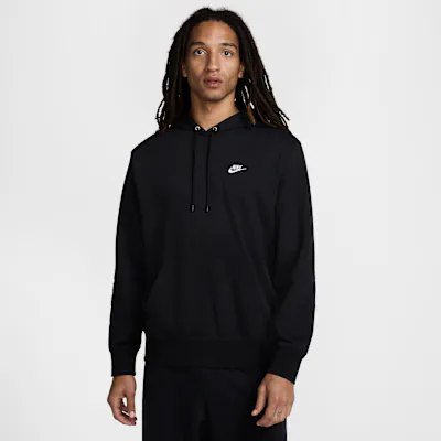 Nike Club Men's French Terry Pullover Hoodie - Black/Black/White
