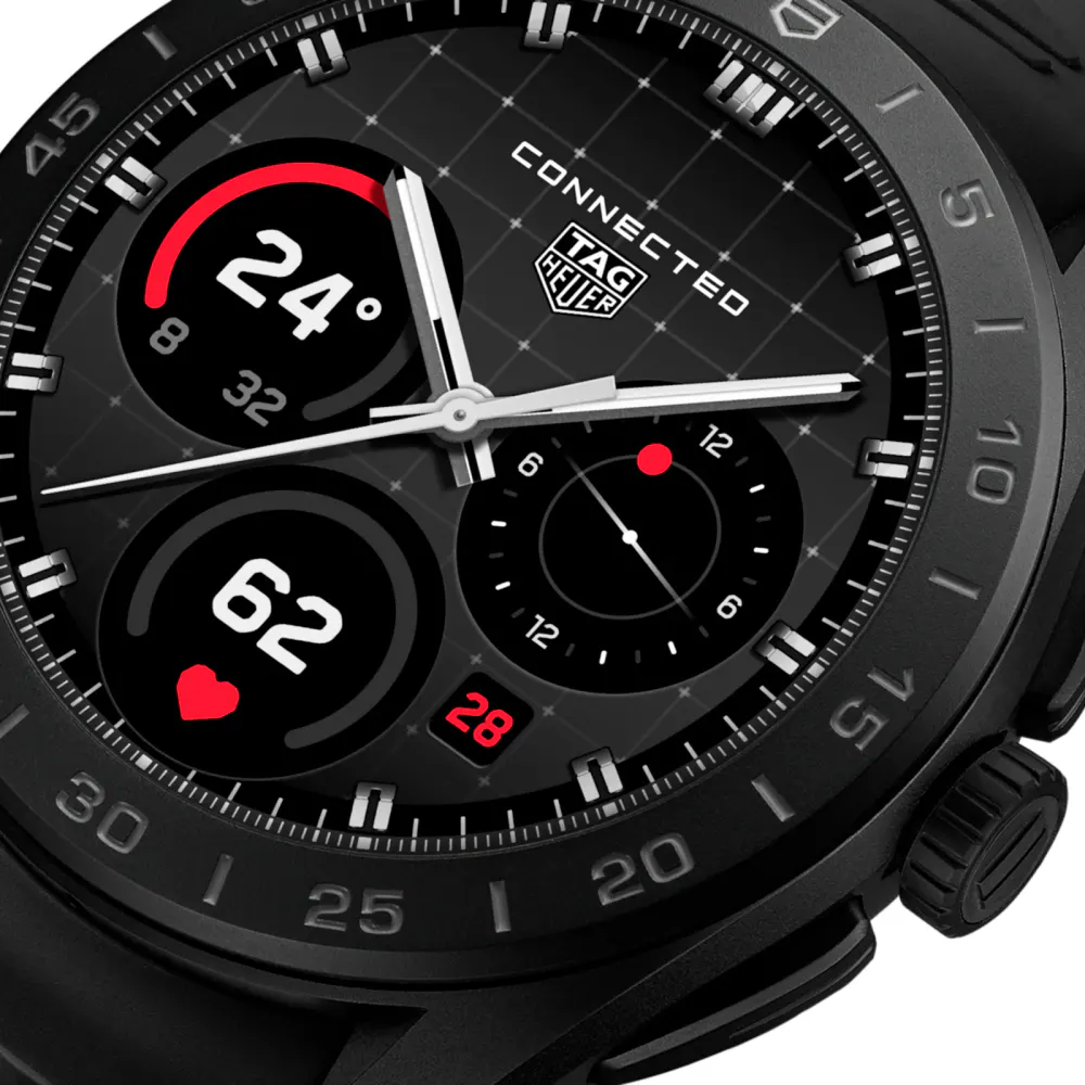 TAG Heuer Connected Calibre E5 45mm Mens Watch Titanium Black Rubber Strap detail 2