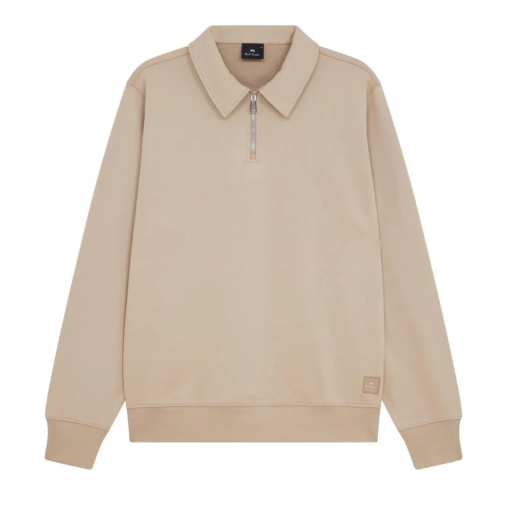 PS Paul Smith Men's GarmDye Quarter Zip Textured Fleece Relaxed Fit Fleece