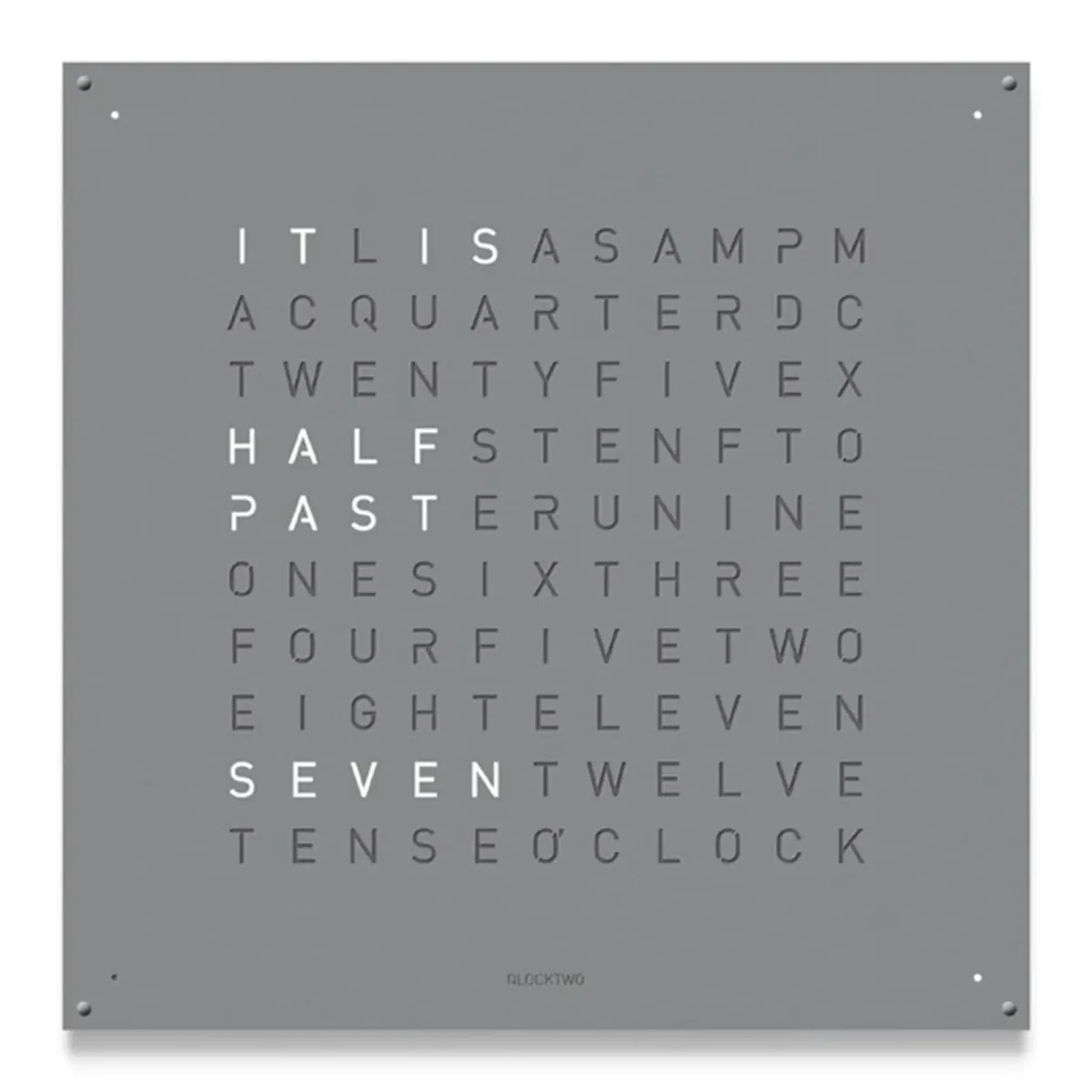 QLOCKTWO LARGE Stainless Steel Grey Pepper Wall Clock 90cm