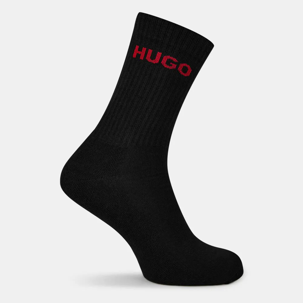 Hugo Mens HUGO Ribbed Logo 6-Pack Crew Socks detail 2