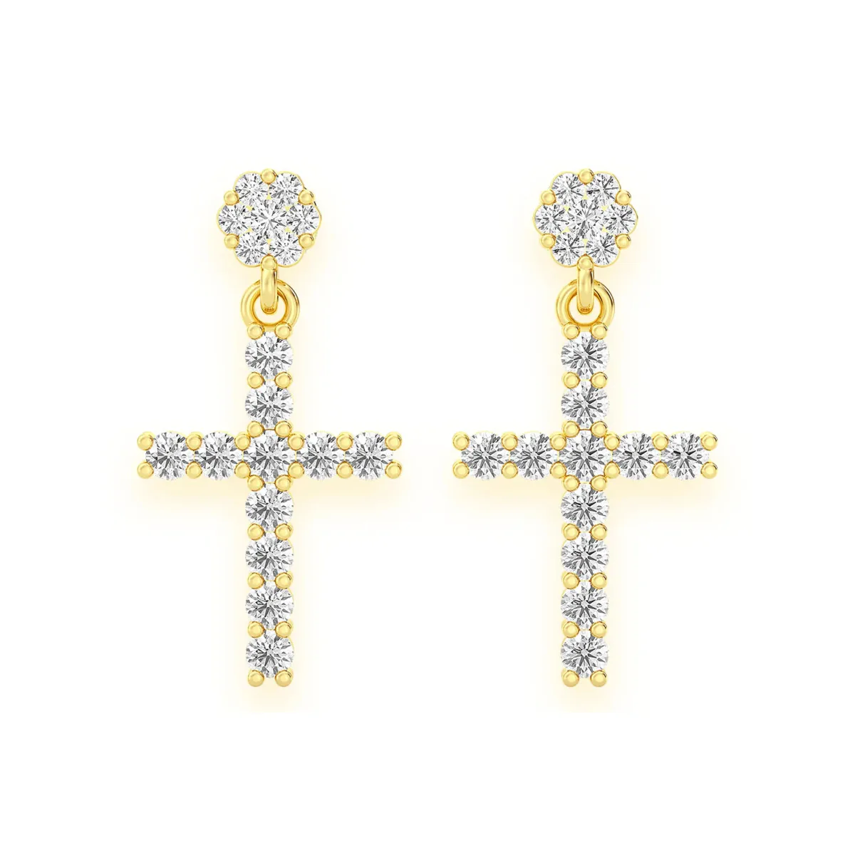 For Him Cross Diamond Stud Drops in Rose Gold / Lab Grown Diamond – Earring