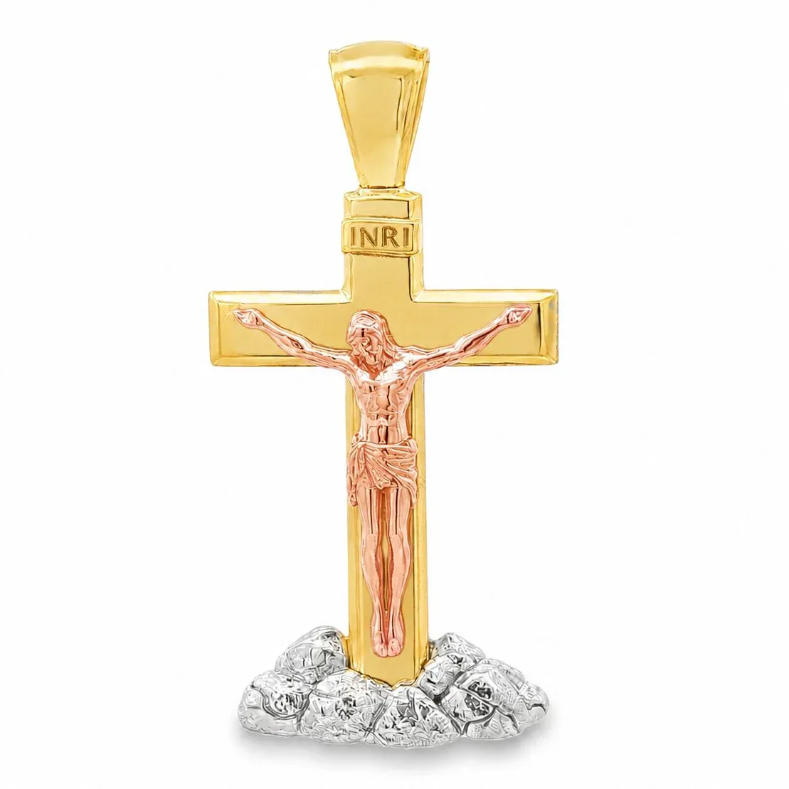 RINA - For Him CUSTOM Three Tone Savior Crucifix Pendant 71372 in Three Tone Gold – Pendant