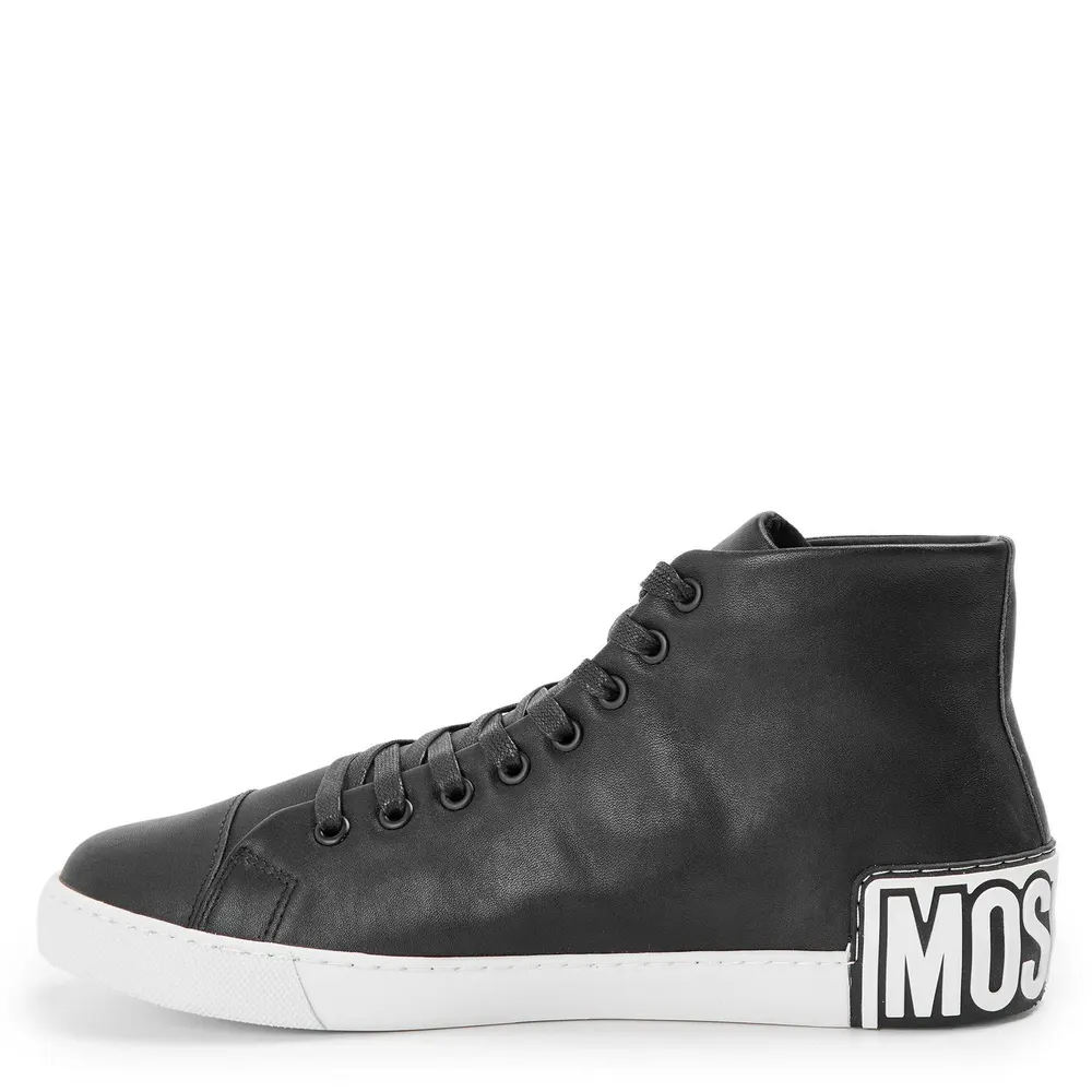Moschino Men's Court Trainers in Black, additional product view 2