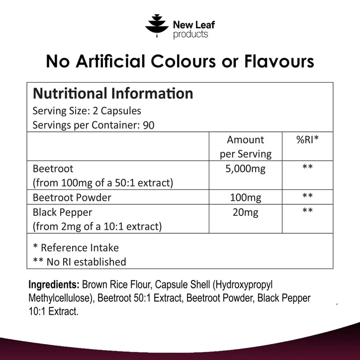 New Leaf Products New Leaf Beetroot Capsules With Black Pepper 180 Capsules detail 2