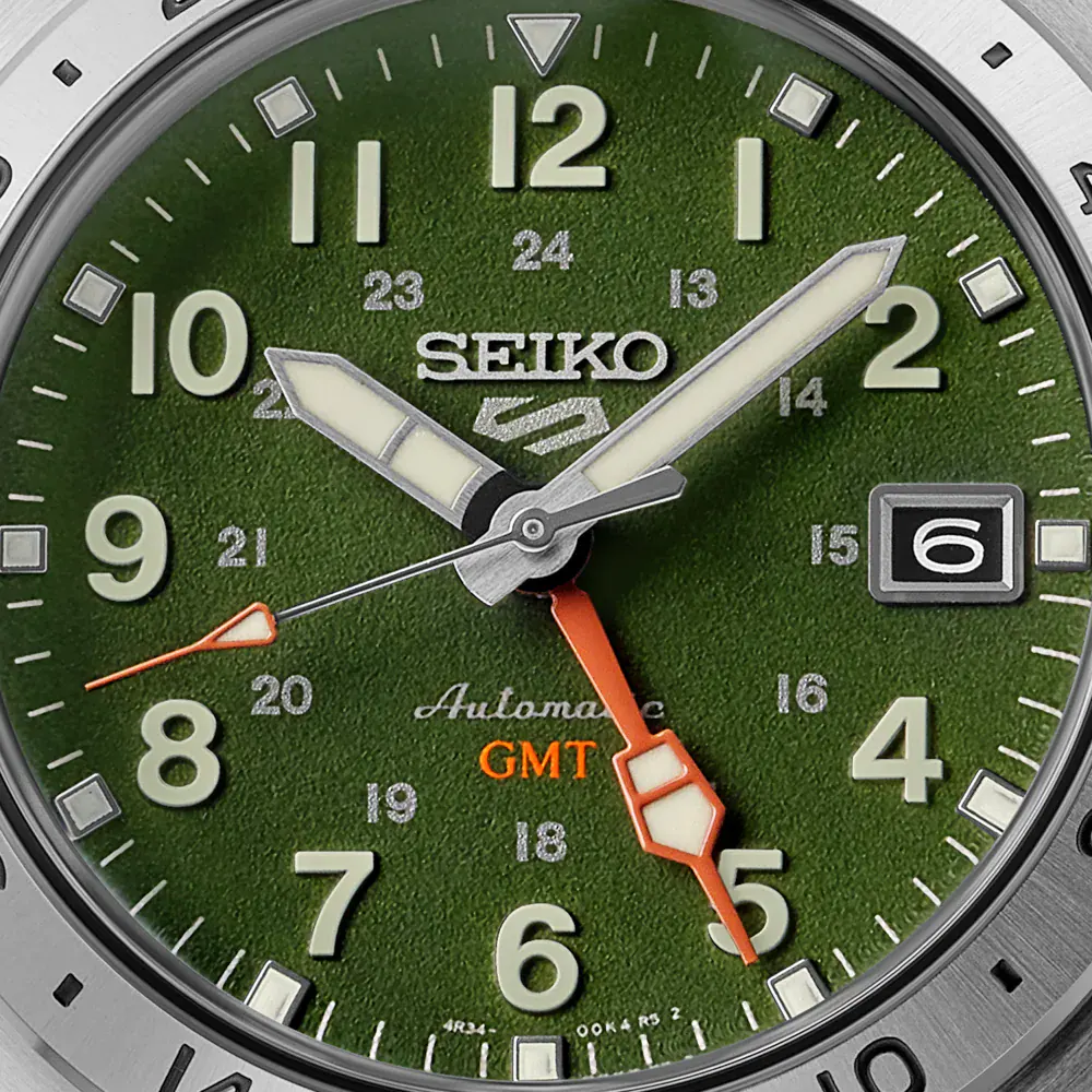Seiko 5 Sports 5 Sports Field GMT Khaki Drill Green Mens Watch detail 2